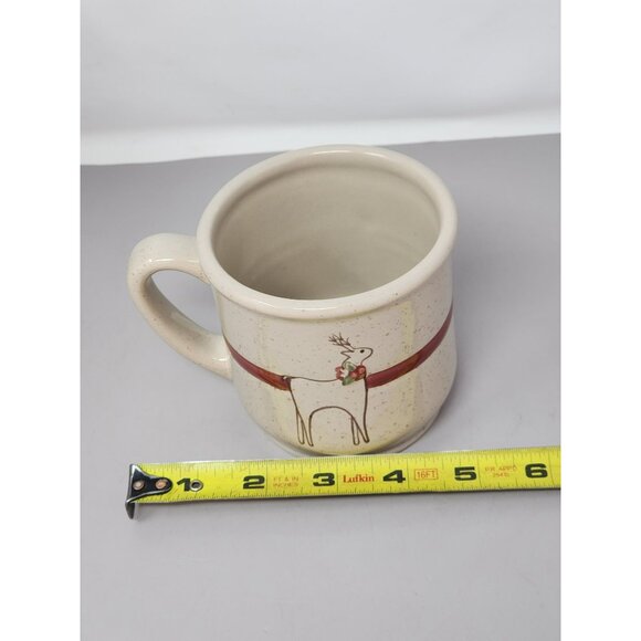 Set Of 2  Tender Heart Treasures Stoneware Mugs With Reindeer Design‎ & Red Band - Picture 8 of 9